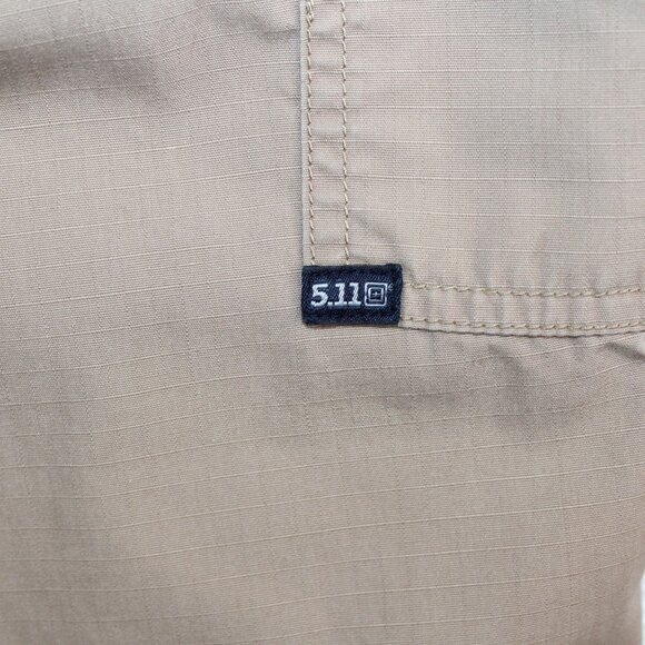 5.11 Tactical Series Cargo Pants Sz 38 X 32 Tan Brown Ripstop Elastic Waistband - Picture 10 of 16